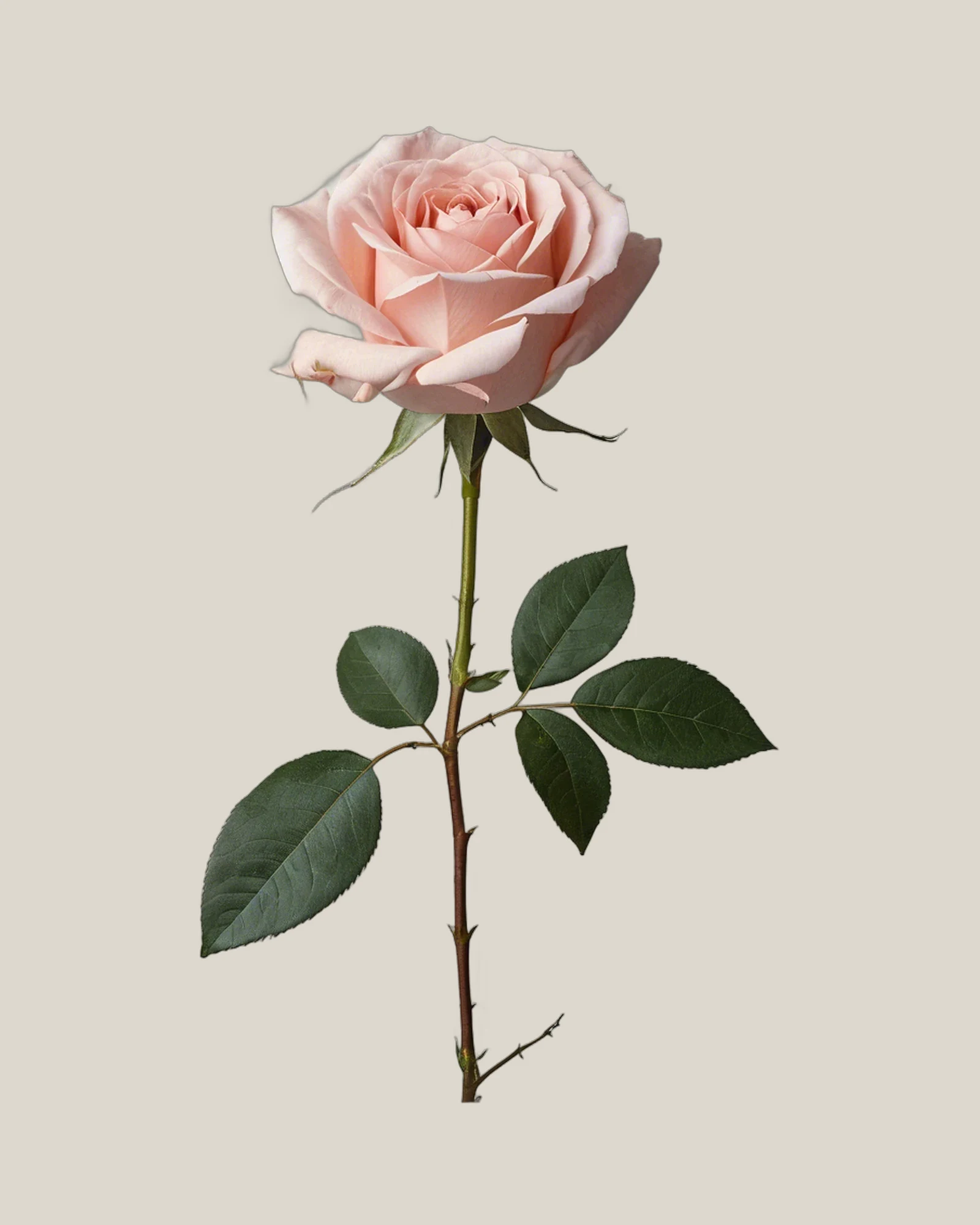 Gartenrose Rosa – Rosa hybrida, freigestellte botanische Studioaufnahme